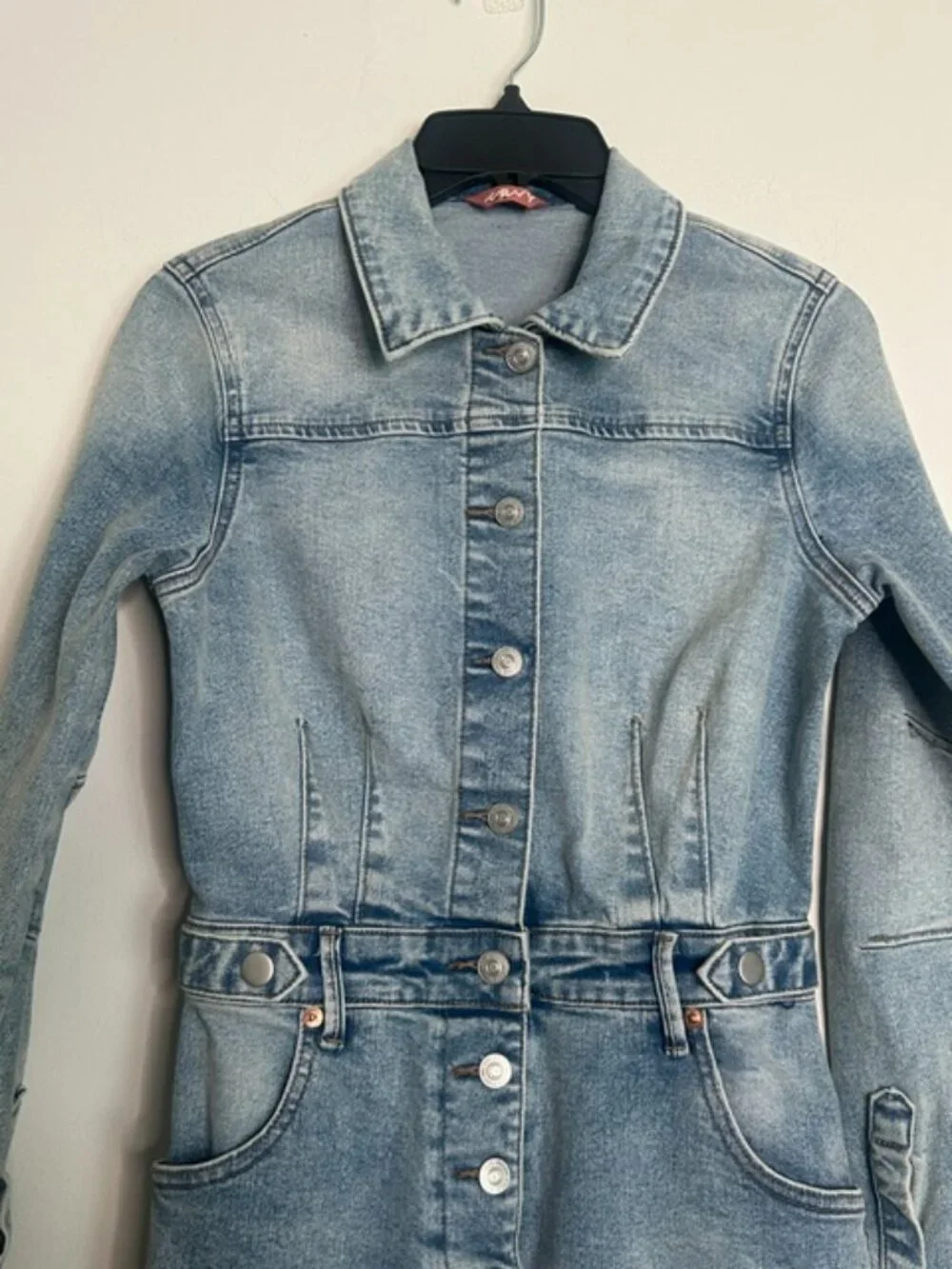 We The Free FP CRVY Fitted Washed Denim Button  Scandalous Coverall Jumpsuit NEW - Picture 8 of 16